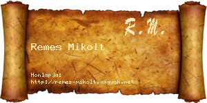 Remes Mikolt névjegykártya